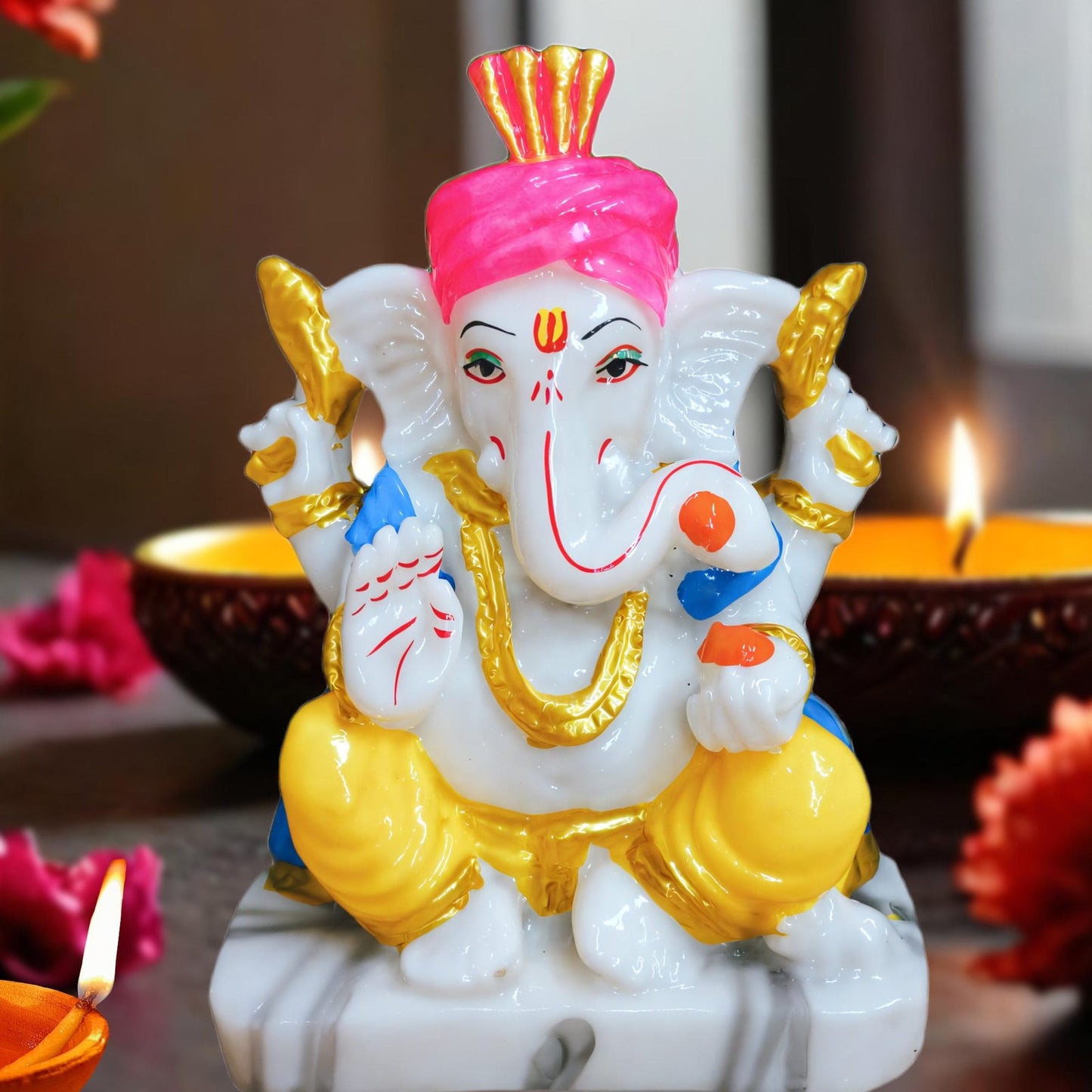 Ganesh Idol for Home 5-inch Polyresin marble dust