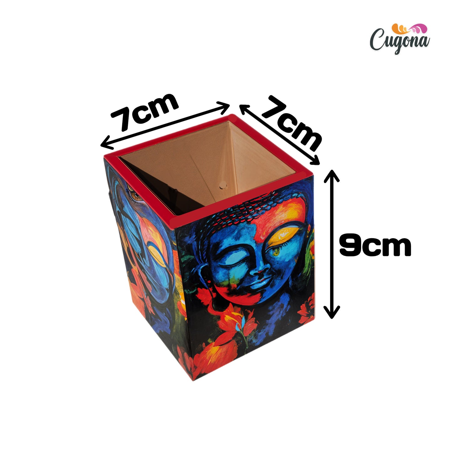 Wooden Pen Stand with Glossy Epoxy Finish – Multipurpose 7x7x9 cm"