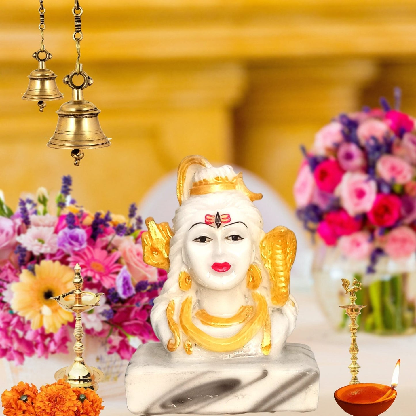 Shiv Murti for Home Puja and Car Dashboard - Polyresin Idol 3.5 Shiv Idol - Lord Shiva Statue for Home Decor