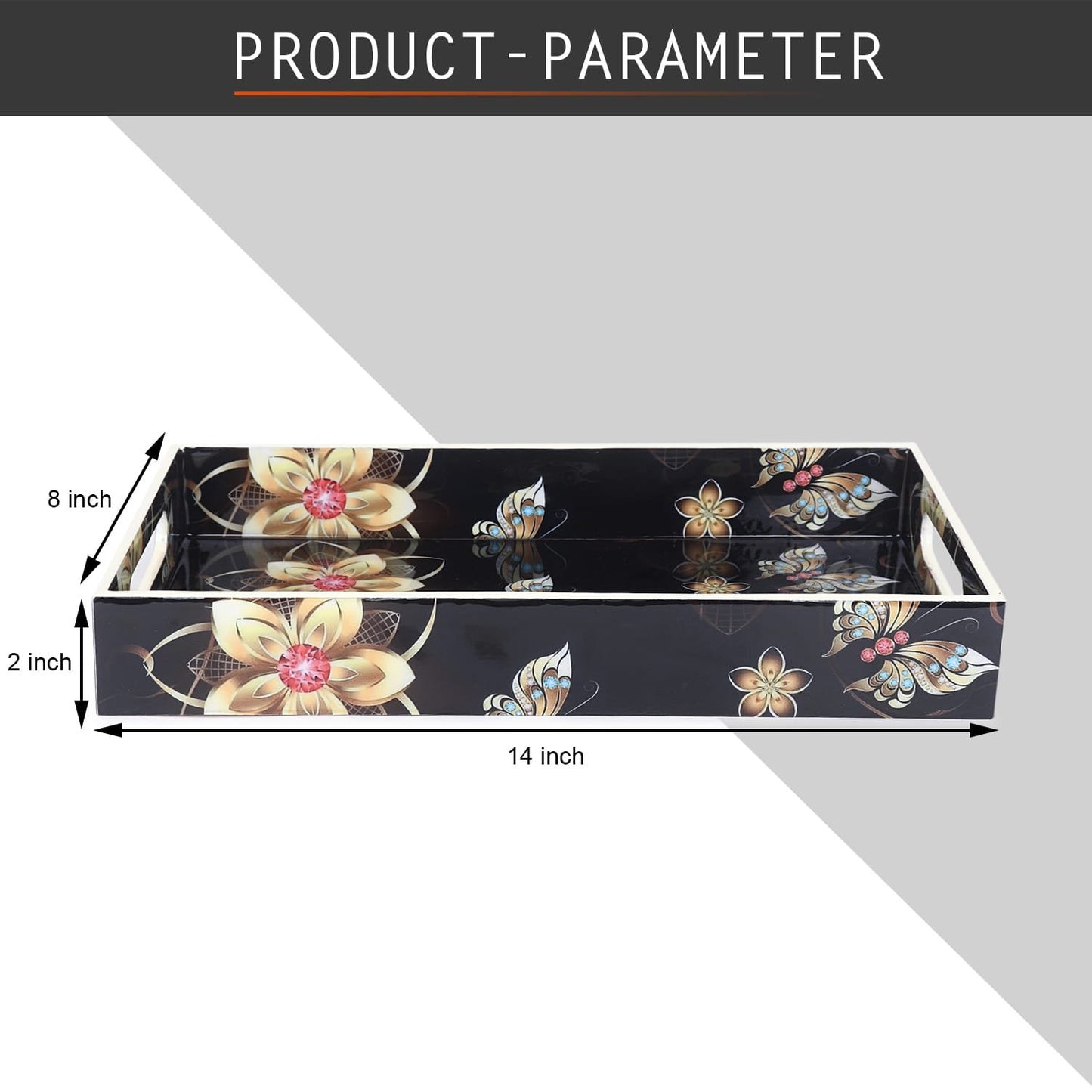 wooden tray Glossy Resin-Coated Multipurpose 14x8 inch - Rectangular