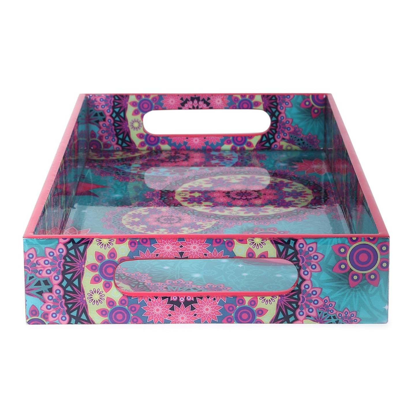 Wooden Tray - Glossy Resin-Coated Serving Tray | 14x8 Inch -Rectangular Multipurpose Tray