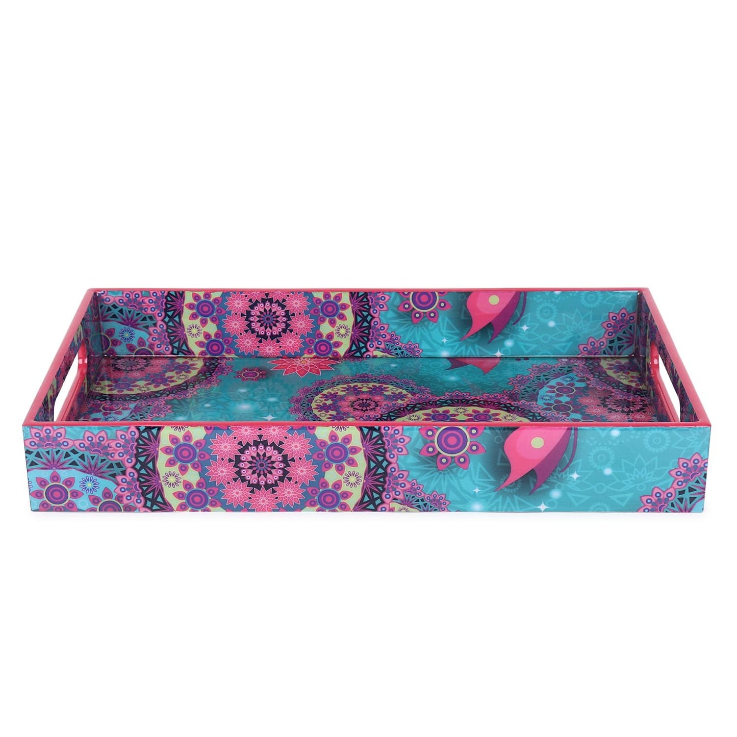 Wooden Tray - Glossy Resin-Coated Serving Tray | 14x8 Inch -Rectangular Multipurpose Tray