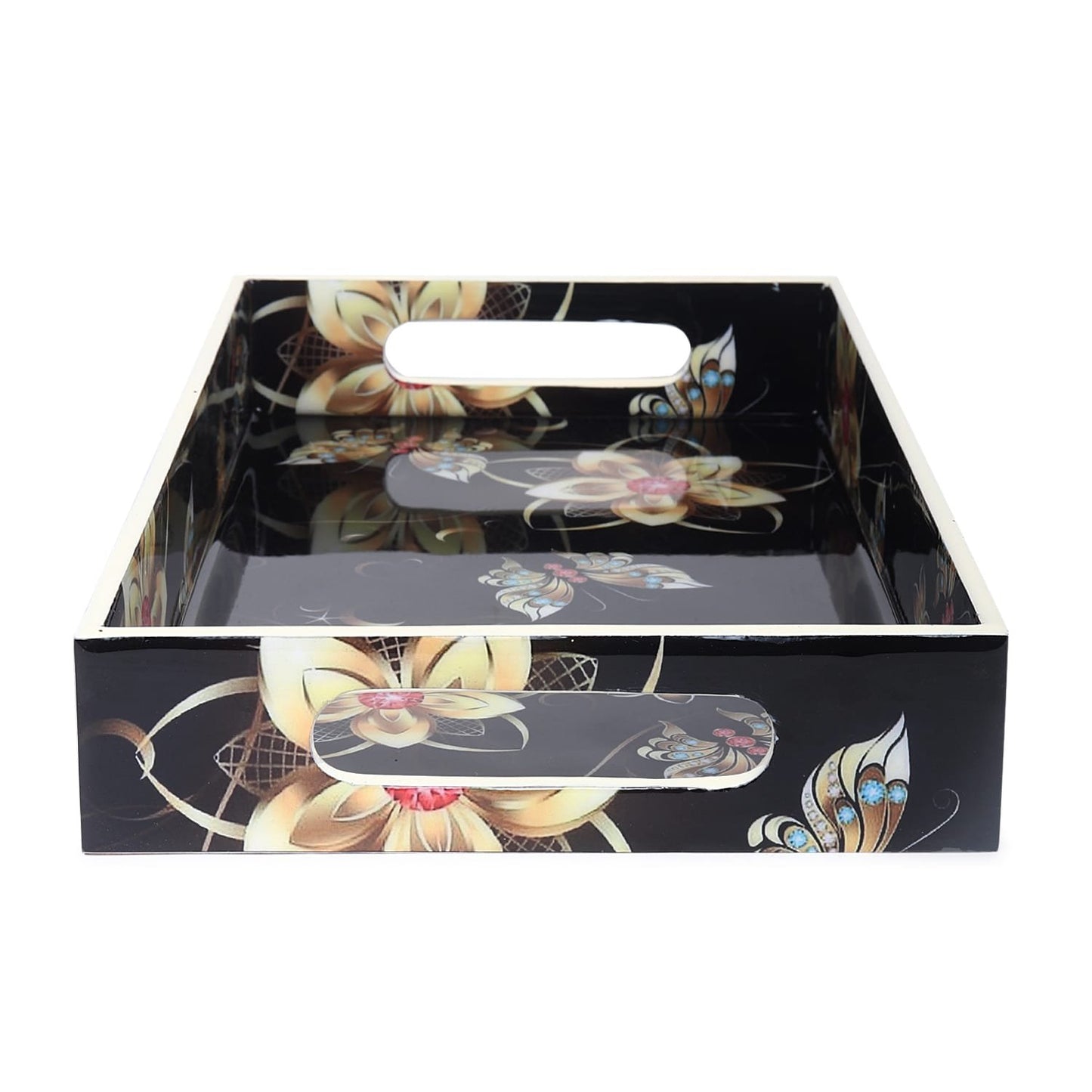 wooden tray Glossy Resin-Coated Multipurpose 14x8 inch - Rectangular