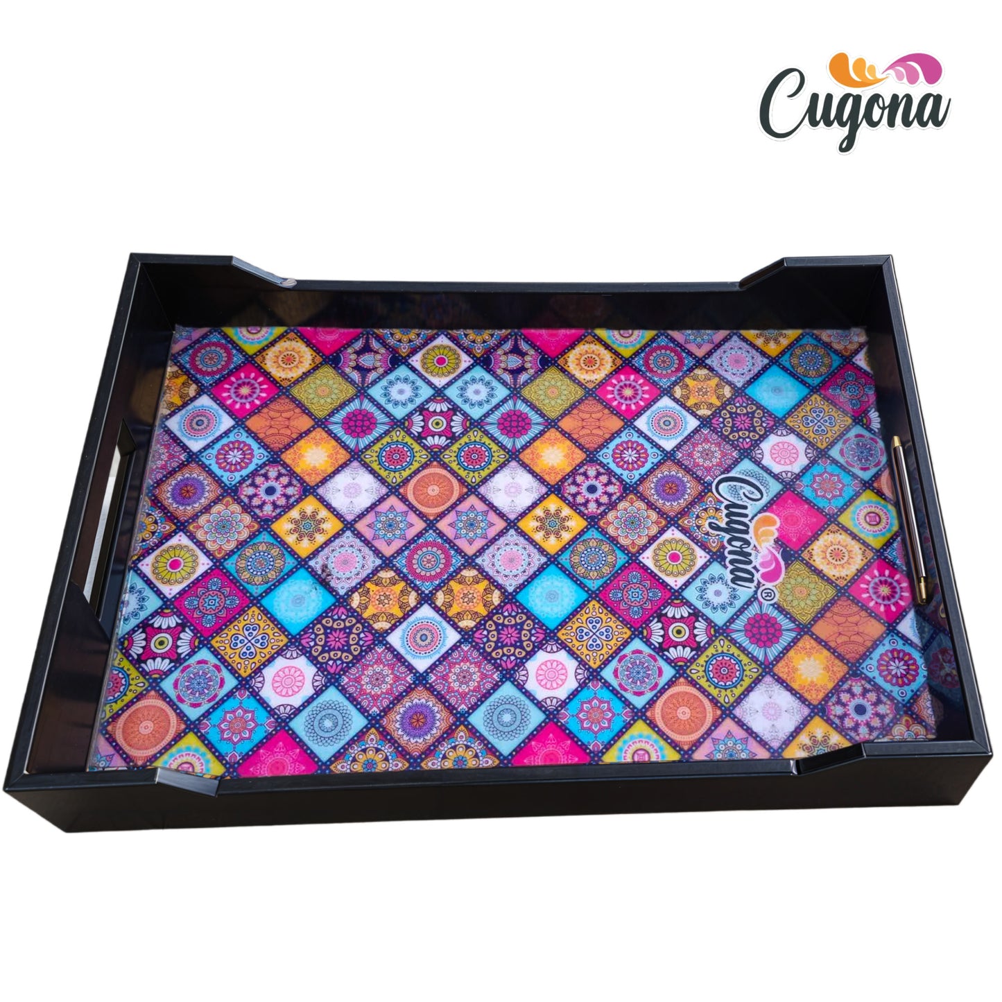 Wooden Serving Tray with Epoxy Resin Coating 14x10 inch