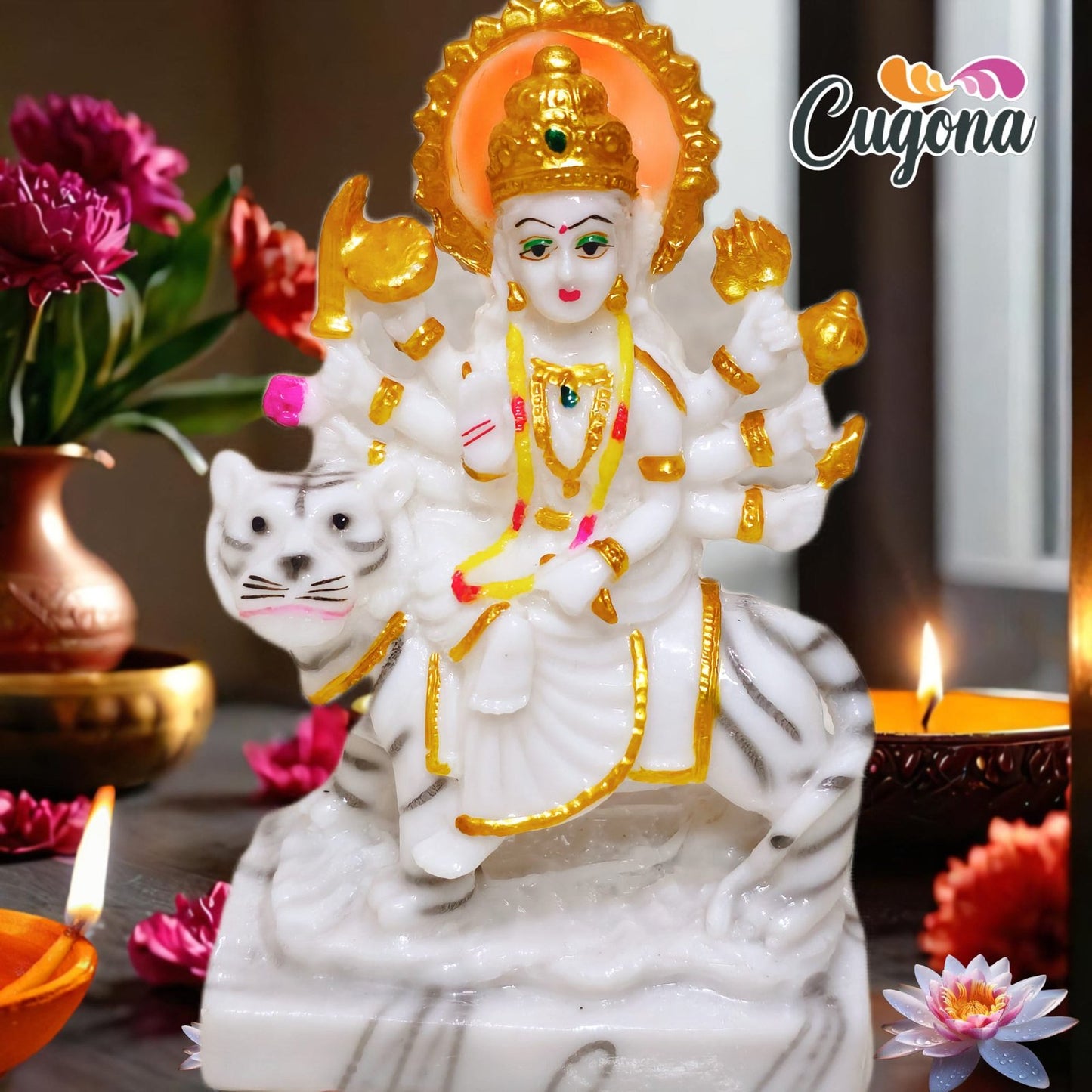 Durga Mata murti idol 7 inch marble dust