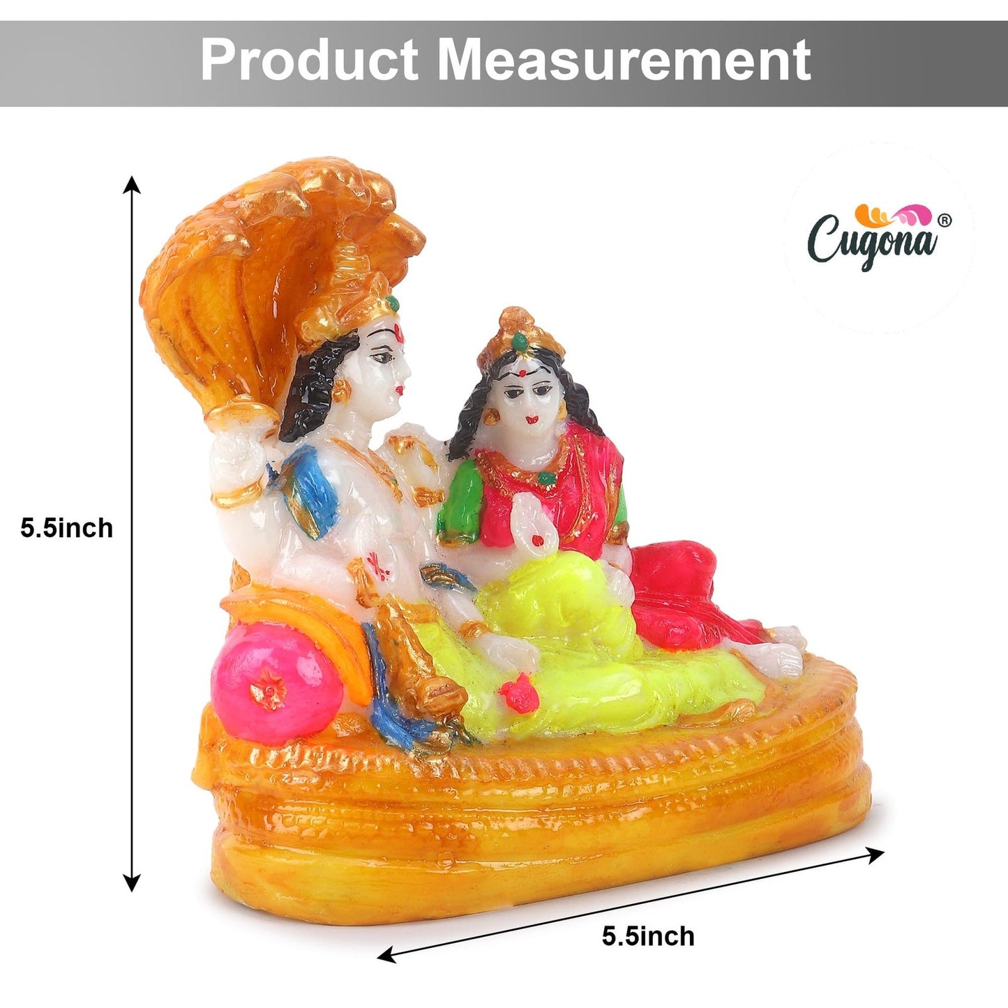 5.5-Inch Vishnu Laxmi Idol in Polyresin (Marble Dust)