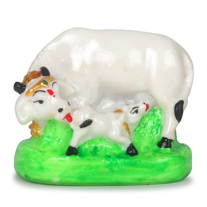 Kamdhenu Cow with Calf Statue - 2 Inch Height