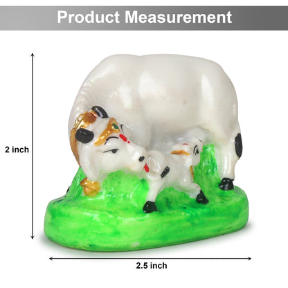 Kamdhenu Cow with Calf Statue - 2 Inch Height