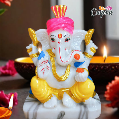 Ganesh Idol for Home  5-inch Polyresin marble dust