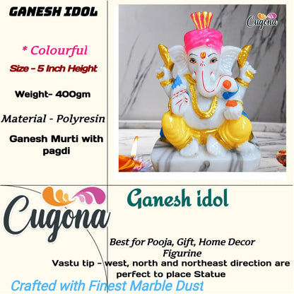 Ganesh Idol for Home  5-inch Polyresin marble dust