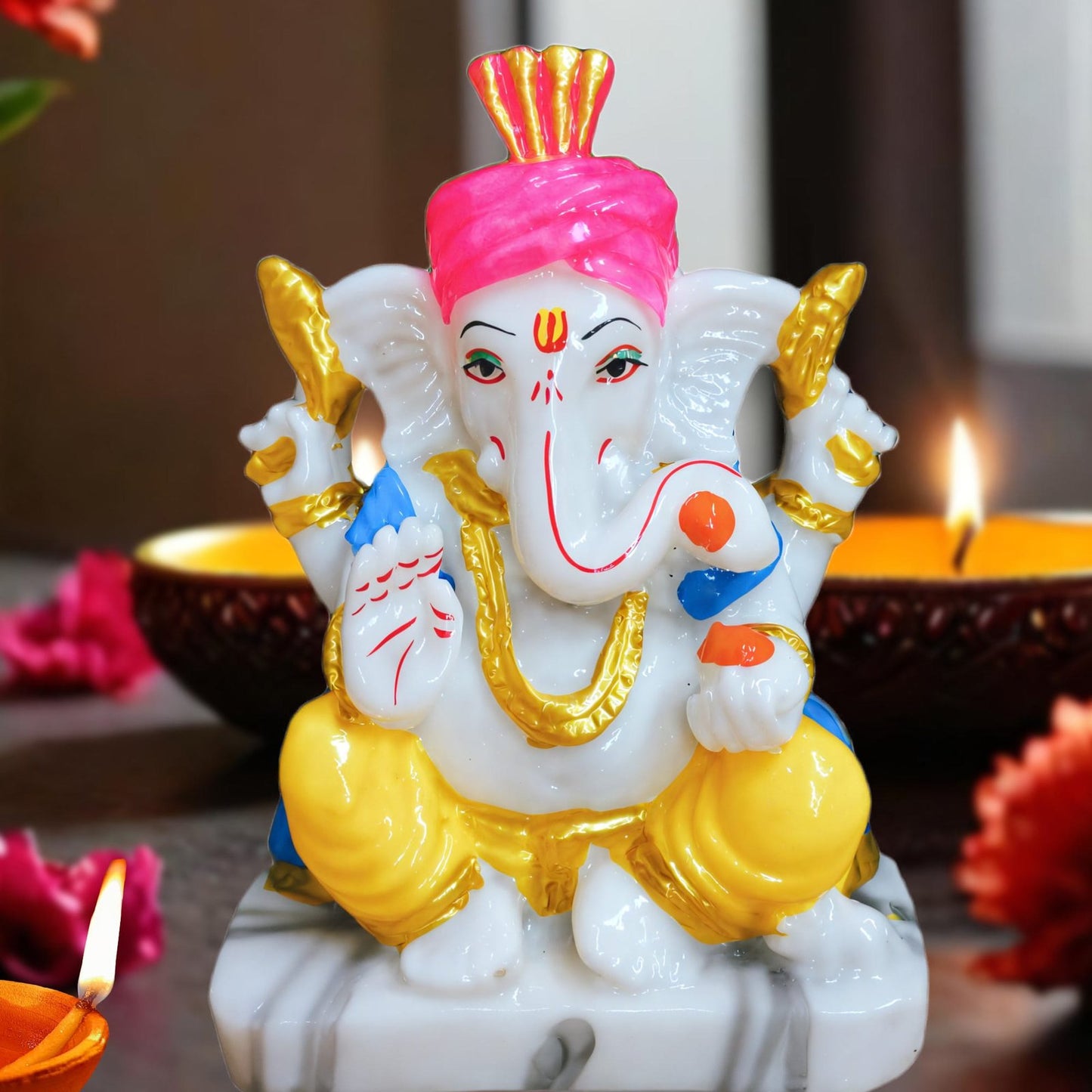 Ganesh Idol for Home  5-inch Polyresin marble dust