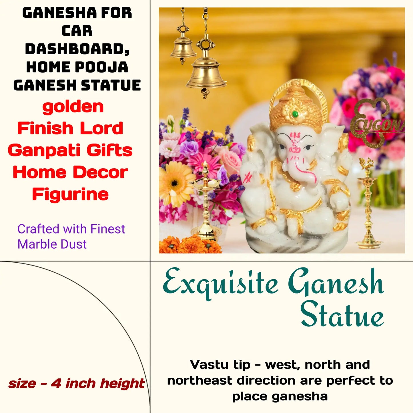 Ganesh Ji Murti | 4-Inch -marble dust