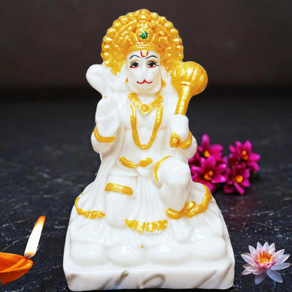 Hanuman Idol for home Blessing with Gada - 5.5 Inch marble dust