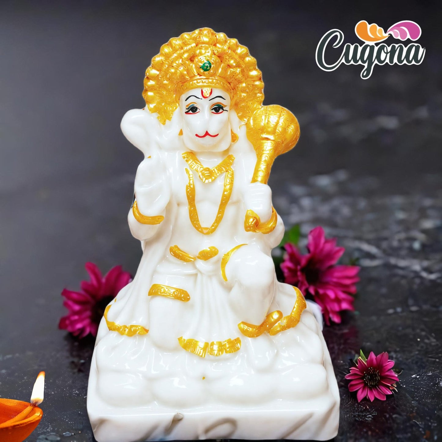 Hanuman Idol for home Blessing with Gada - 5.5 Inch marble dust