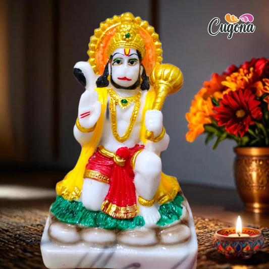 Hanuman Idol for home Blessing with Gada | 5 Inch marble dust