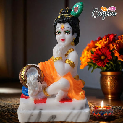 Krishna Idol for home - 5 Inch Polyresin marble dust