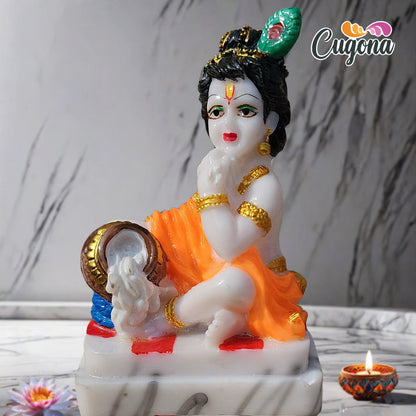 Krishna Idol for home - 5 Inch Polyresin marble dust