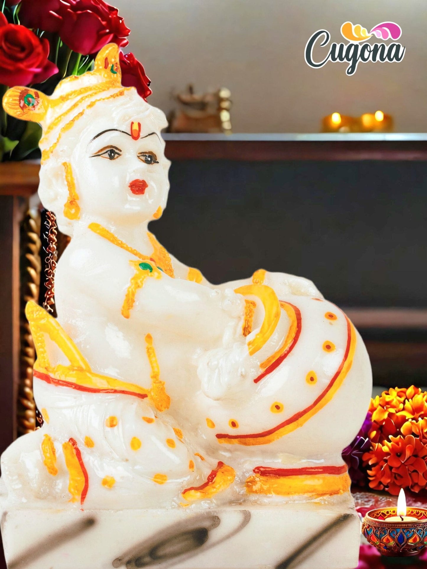 krishna idol for home 7 Inch - Polyresin marble dust big idol