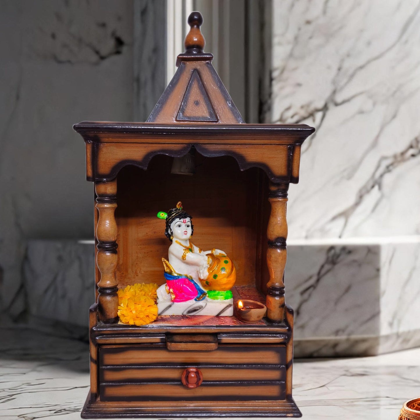 krishna idol with matki 7 Inch Polyresin marble dust big size