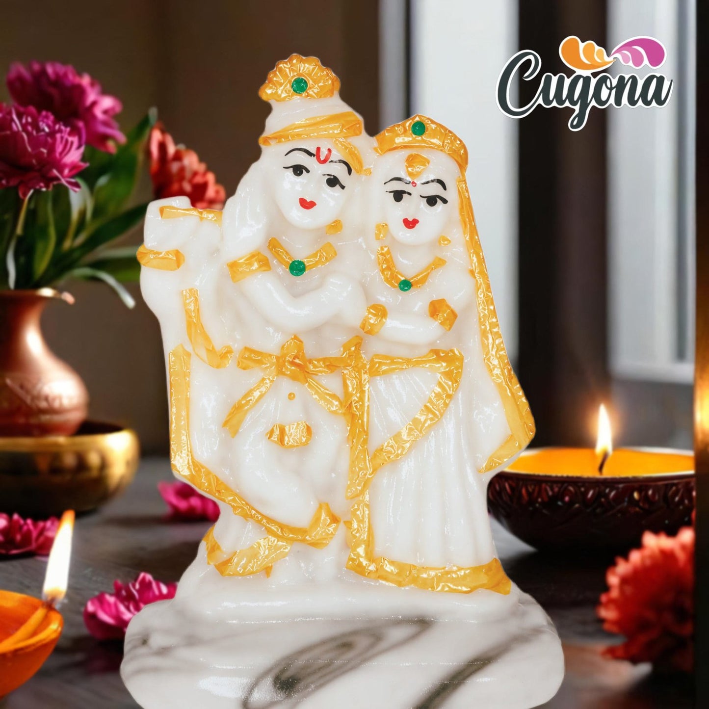 Radha Krishna Murti Cultured Marble dust - 4inch