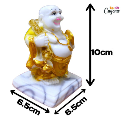 Laughing Buddha statue with Back Potli with 4inch polyresin marble dust