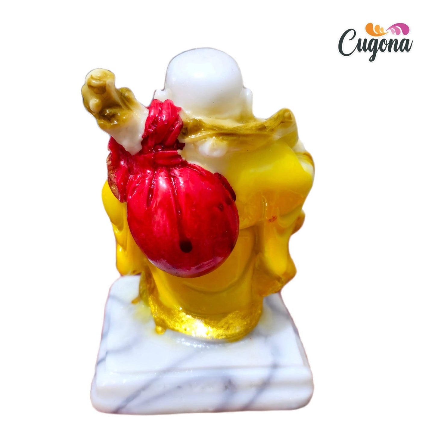 Laughing Buddha statue with Back Potli with 4inch polyresin marble dust