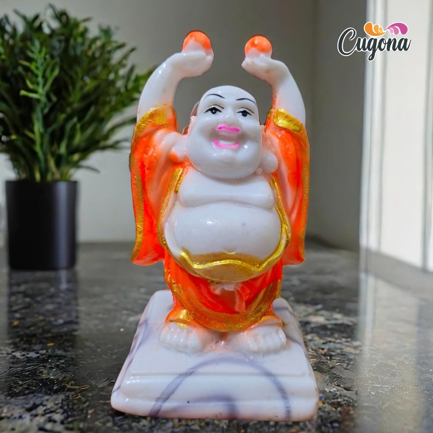 laughing Buddha Statue 5inch – Hands Up with Wealth Balls