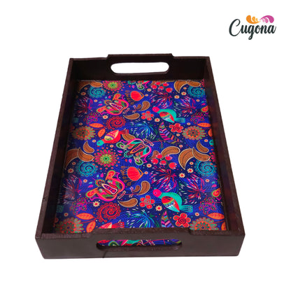 CUGONA® Wooden Serving Tray with Epoxy Resin Coating - 12x8 Inch Rectangular Tray, Glossy Finish, Lightweight & Multipurpose for Serving, Organizing, and Home Decor