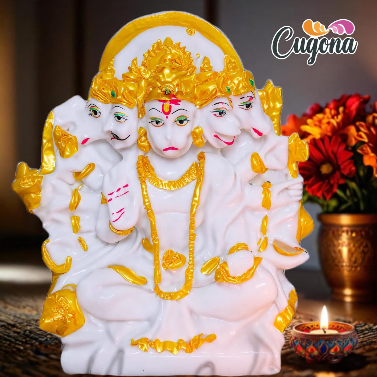 Panchmukhi Hanuman Idol 6 Inch – Marble Dust