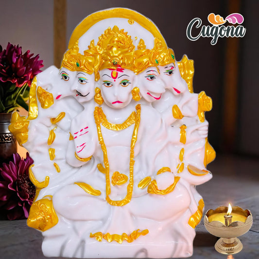 Panchmukhi Hanuman Idol 6 Inch – Marble Dust