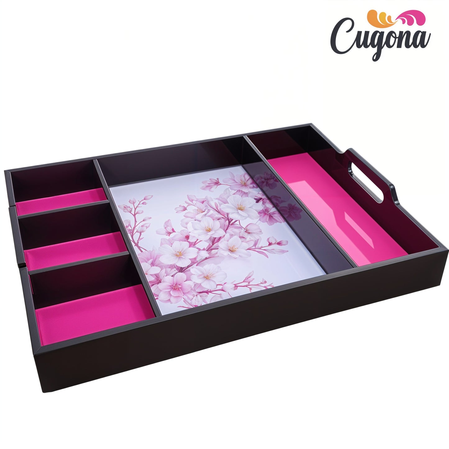 Wooden partition tray 5 Compartment Partition – Epoxy Resin Coating, 16x12 Inch