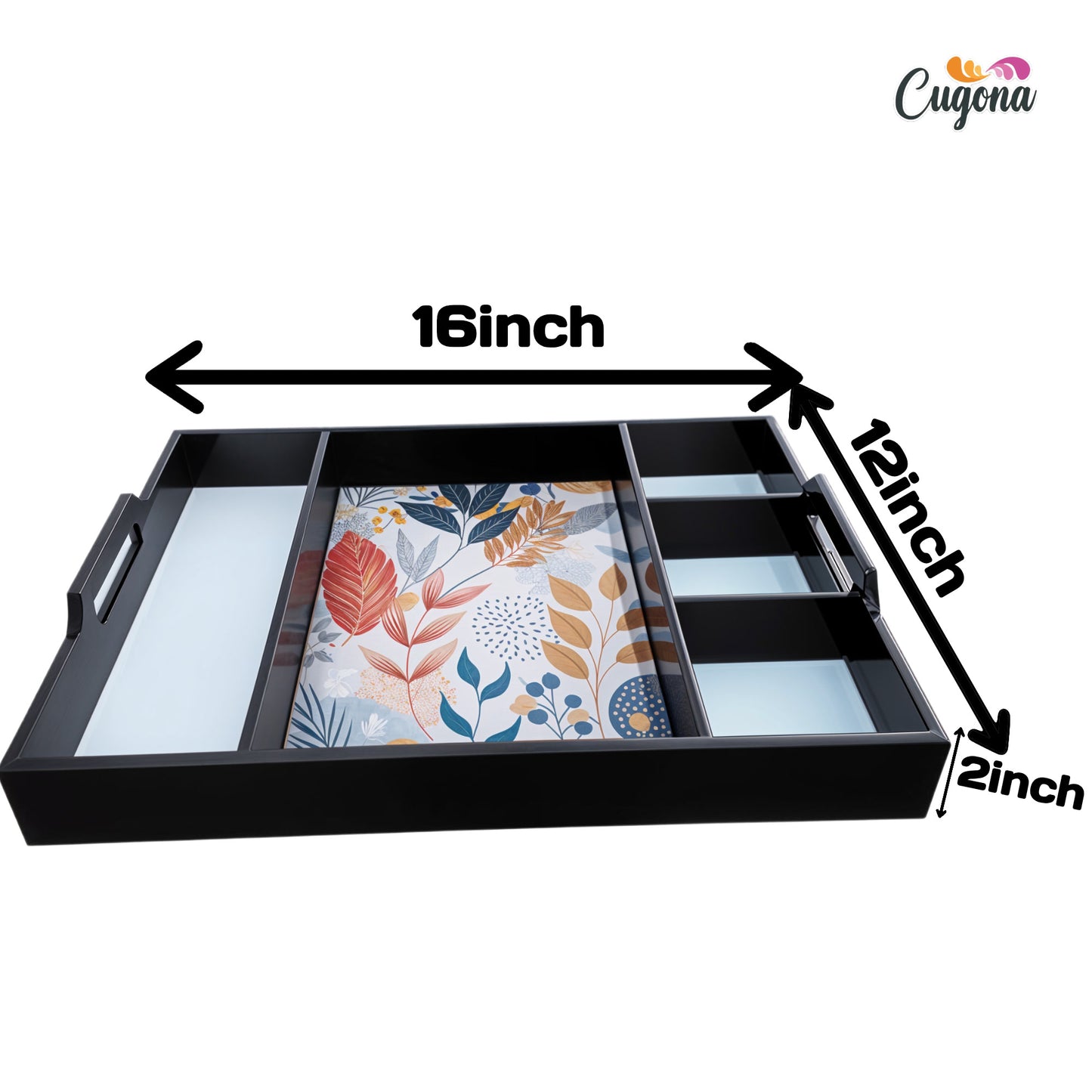 Wooden partition tray 5 Compartment Partition – Epoxy Resin Coating, 16x12 Inch