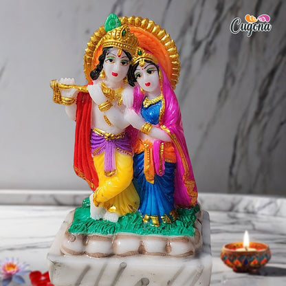 Radha Krishna Murti 5inch Radha Krishna Statue Marble Dust