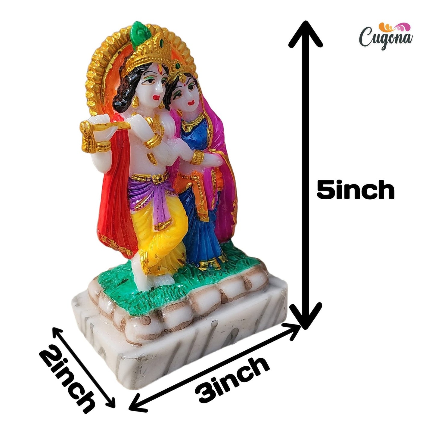 Radha Krishna Murti 5inch Radha Krishna Statue Marble Dust