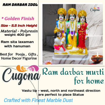 Ram Darbar Murti for Home - Intricate 5.5 Inch Marble Dust