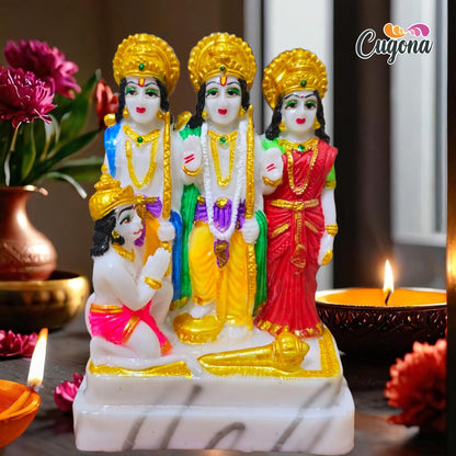 Ram Darbar Murti for Home - Intricate 5.5 Inch Marble Dust