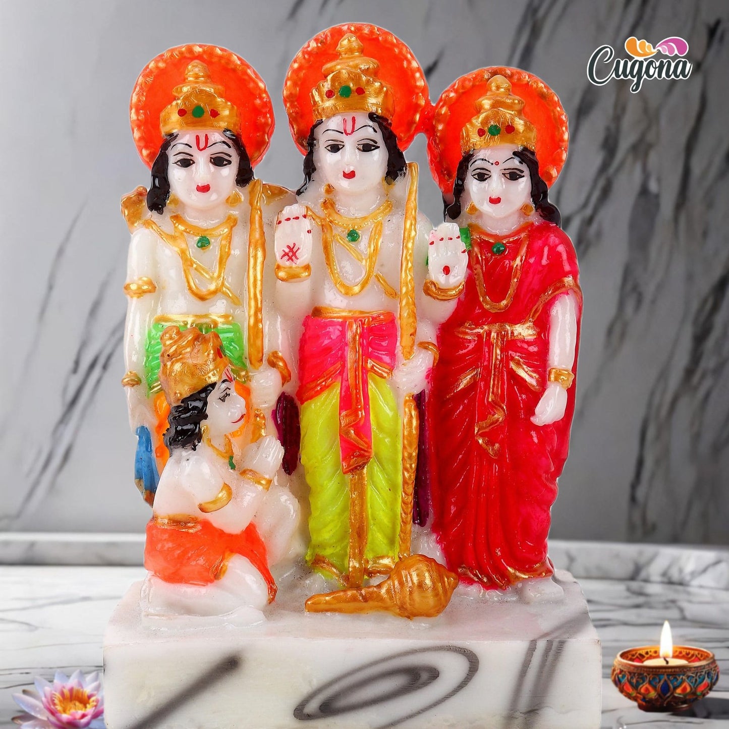 Ram Darbar Murti for home 7 Inch Marble Statue -polyresin Premium quality