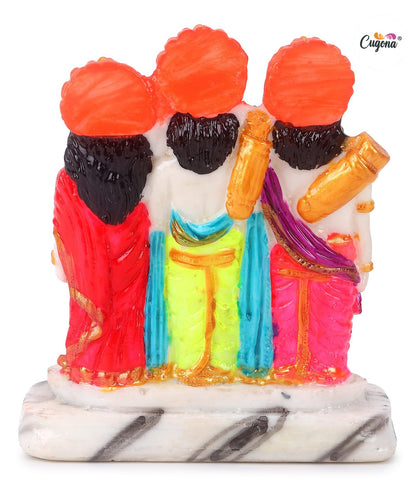 Ram Darbar Murti 4.5 Inch Marble Statue - Lord Ram, Laxman, Sita, Hanuman Idol for Home, Car, Temple, Pooja Room Decor Premium