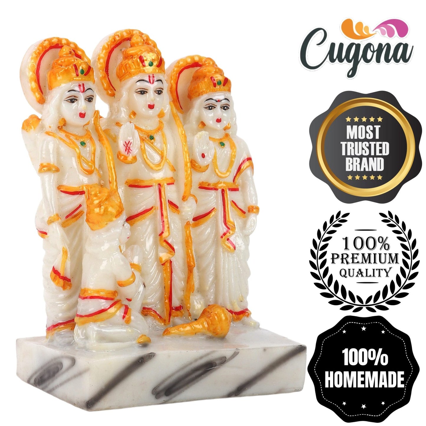 Ram Darbar Murti - 7 Inch Marble dust Statue for Pooja Room