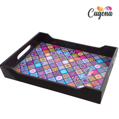 Wooden Serving Tray with Epoxy Resin Coating 14x10 inch