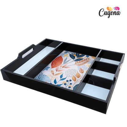 Wooden partition tray 5 Compartment Partition – Epoxy Resin Coating, 16x12 Inch