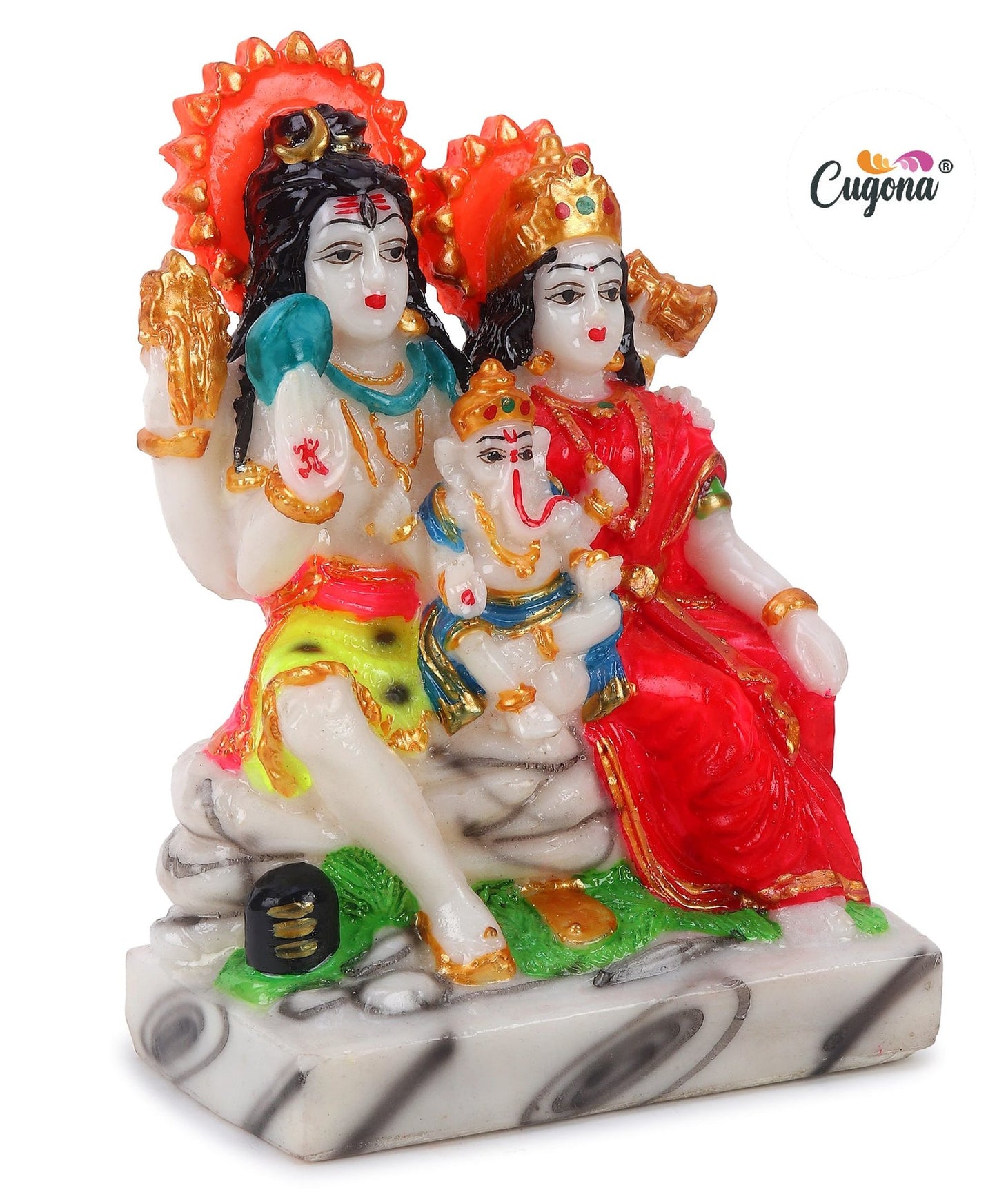 Shiv Parivar Murti for Home Pooja - 7 Inch Marble dust