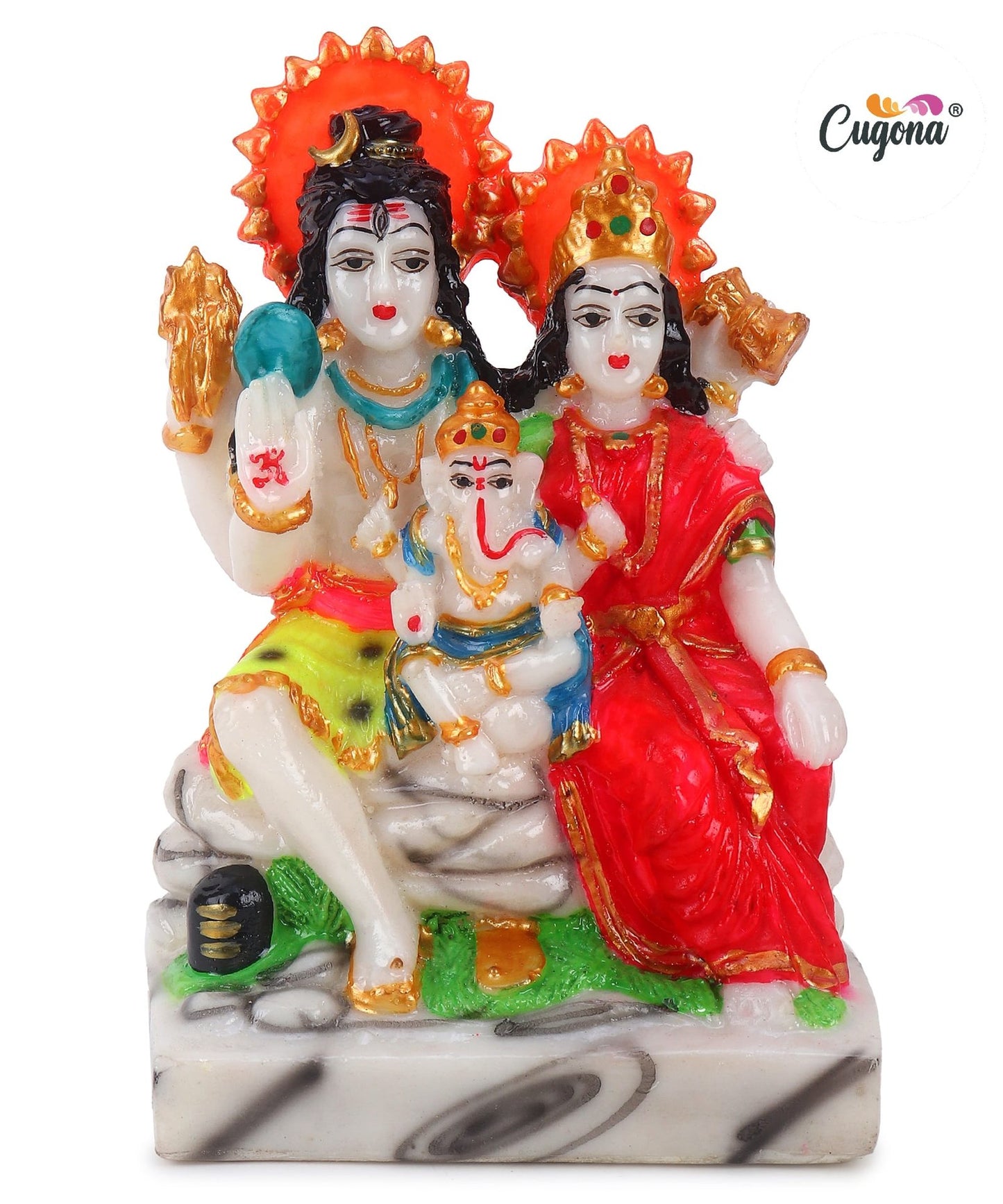 Shiv Parivar Murti for Home Pooja - 7 Inch Marble dust