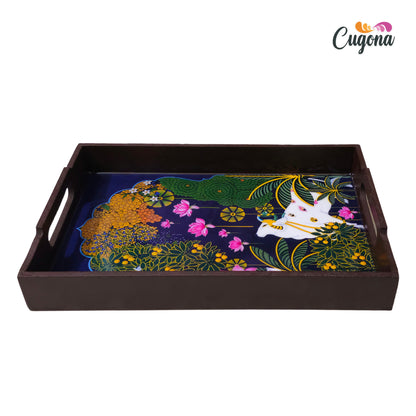 CUGONA® Wooden Serving Tray with Epoxy Resin Coating - 12x8 Inch Rectangular Tray, Glossy Finish, Lightweight & Multipurpose for Serving, Organizing, and Home Decor