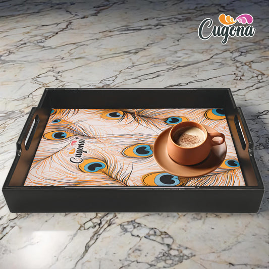 Wooden Serving Tray with Epoxy Resin Coating - 14x10 inch