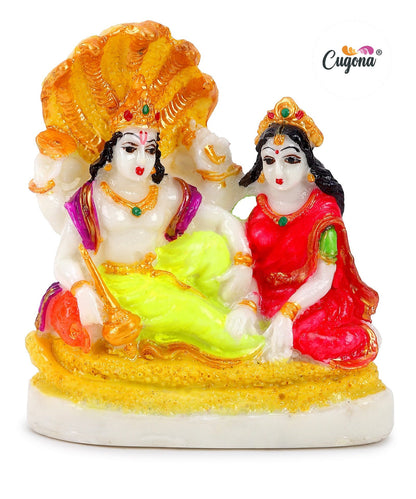 4.5-Inch Vishnu Laxmi Idol in Polyresin (Marble Dust)