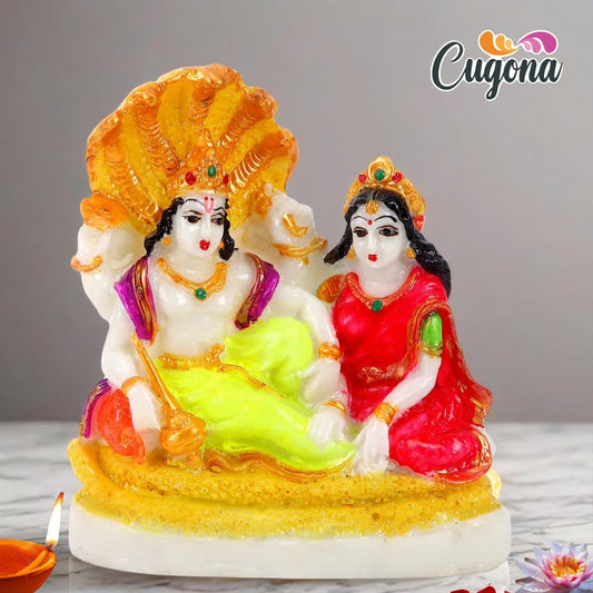 4.5-Inch Vishnu Laxmi Idol in Polyresin (Marble Dust)