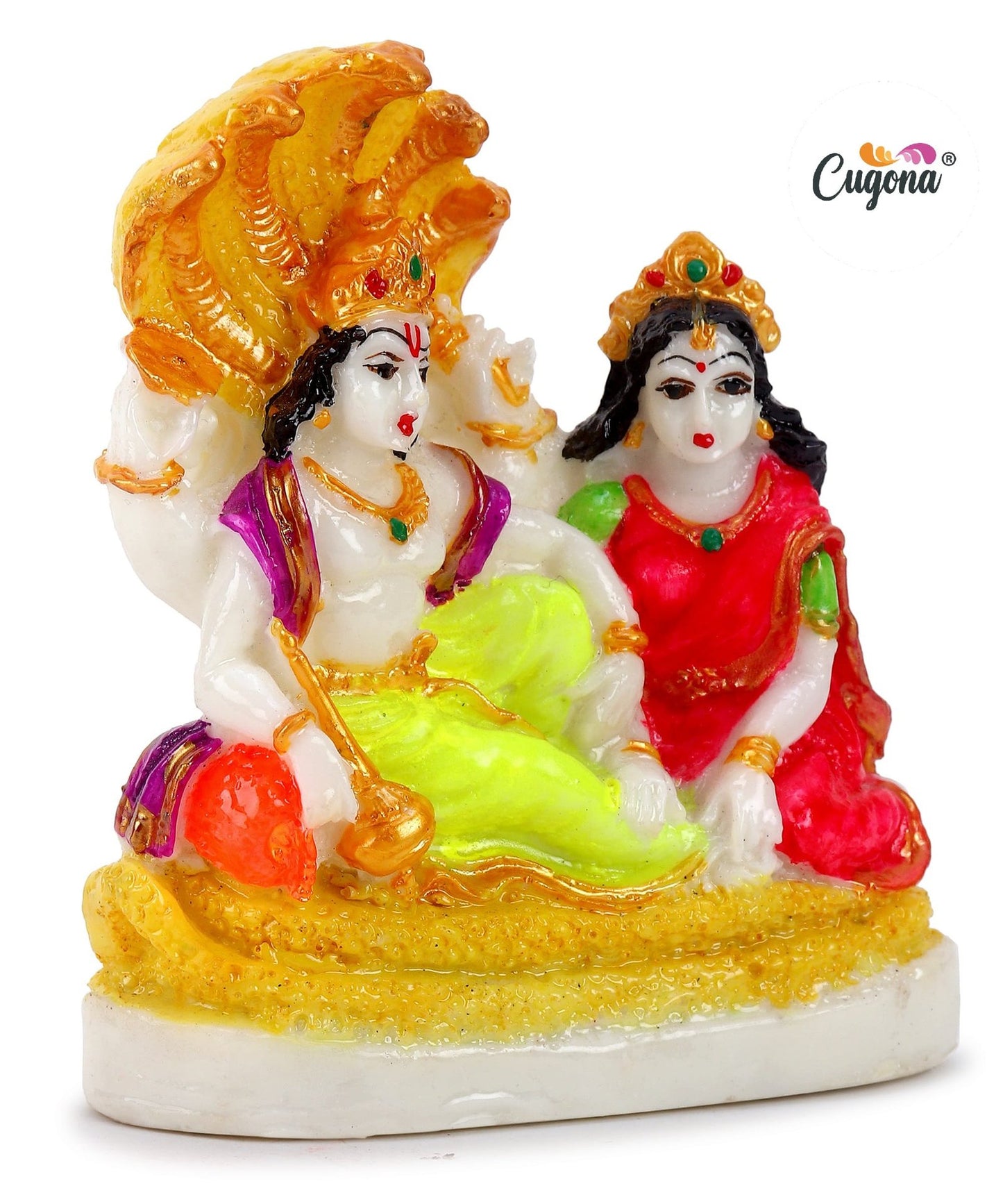 4.5-Inch Vishnu Laxmi Idol in Polyresin (Marble Dust)