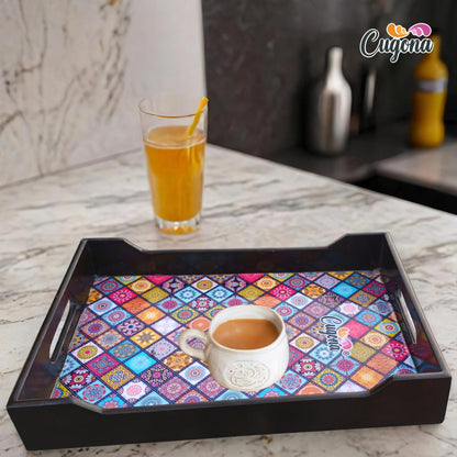 Wooden Serving Tray with Epoxy Resin Coating 14x10 inch