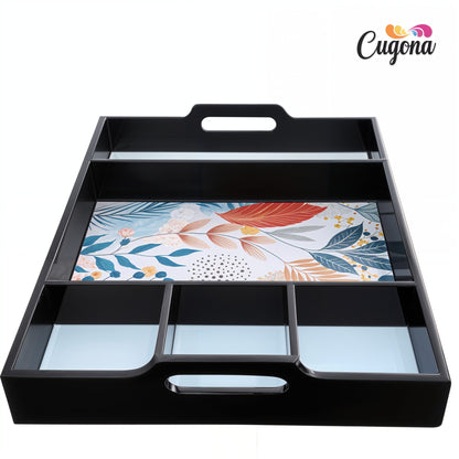 Wooden partition tray 5 Compartment Partition – Epoxy Resin Coating, 16x12 Inch